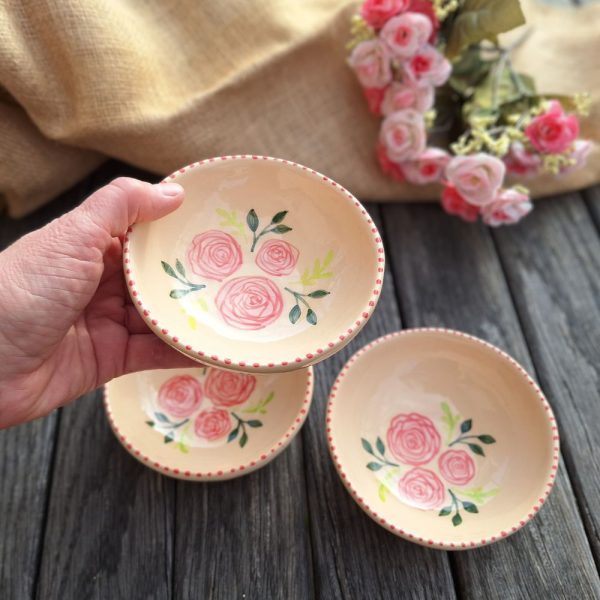 Mini keramične skledice z vrtnicami